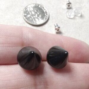 Black Onyx ~ Cone Spike Studs Posts Earrings ~ Unisex! Sexy Edgy Cool Punk Goth